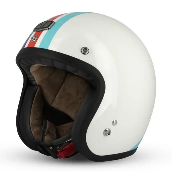 Casque Jet Café Racer S250 Blanc/Bleu/Rouge Brillant Taille S Gasoline