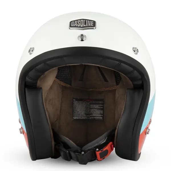 Casque Jet Café Racer S250 Blanc Bleu Ciel Rouge Brillant Taille XS Gasoline 2