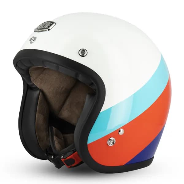 Casque Jet Café Racer S250 Blanc / Bleu Ciel / Rouge Brillant Taille XXL Gasoline