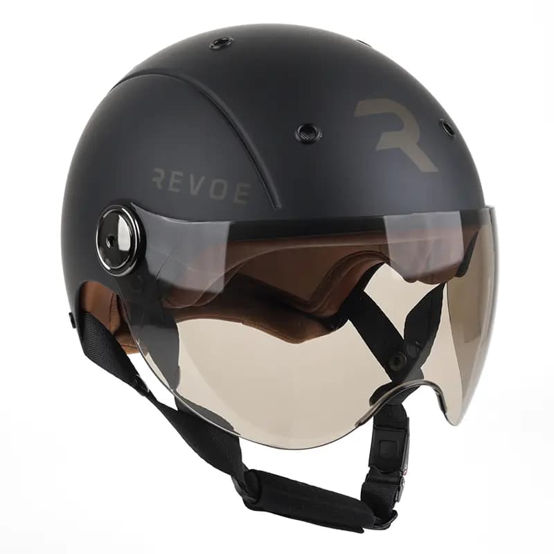 Casque vélo adulte Revoe Premium urbain-city noir mat taille 55-56 visière réglable protection oreille amovible homologation EN1078+A1