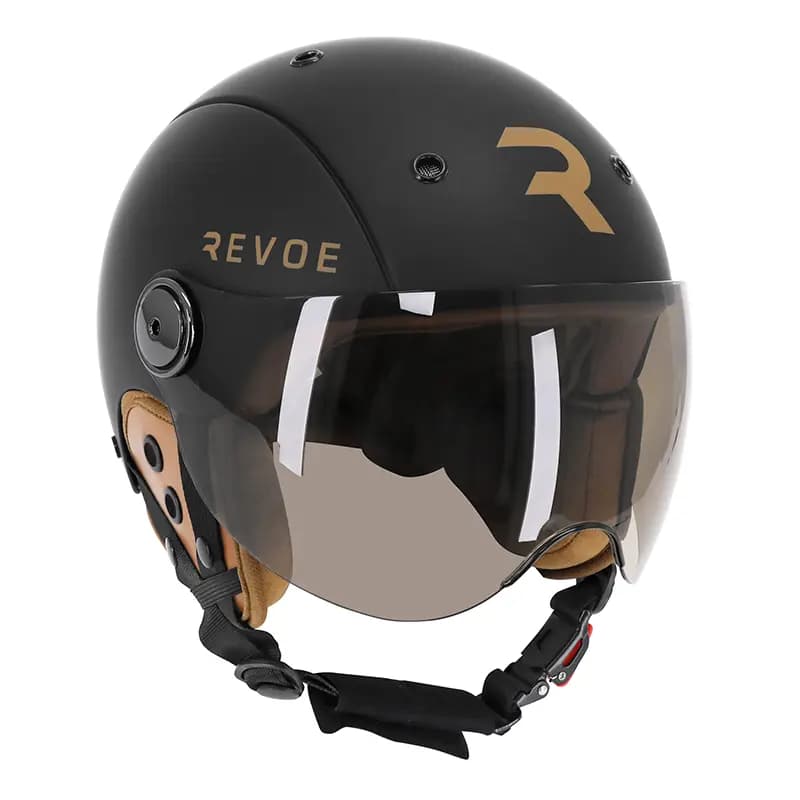 Casque vélo adulte Revoe Premium urbain-city noir mat taille 55-56 visière réglable protection oreille amovible homologation EN1078+A1 2
