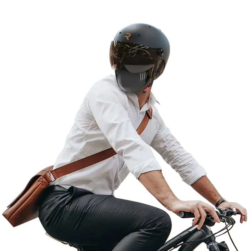 Casque velo adulte Revoe premium urbain-city noir mat taille 57-58 visiere reglable, protection oreille amovible (vendu en boite) compatible ebike et trottinette - homologation EN1078+A1 8