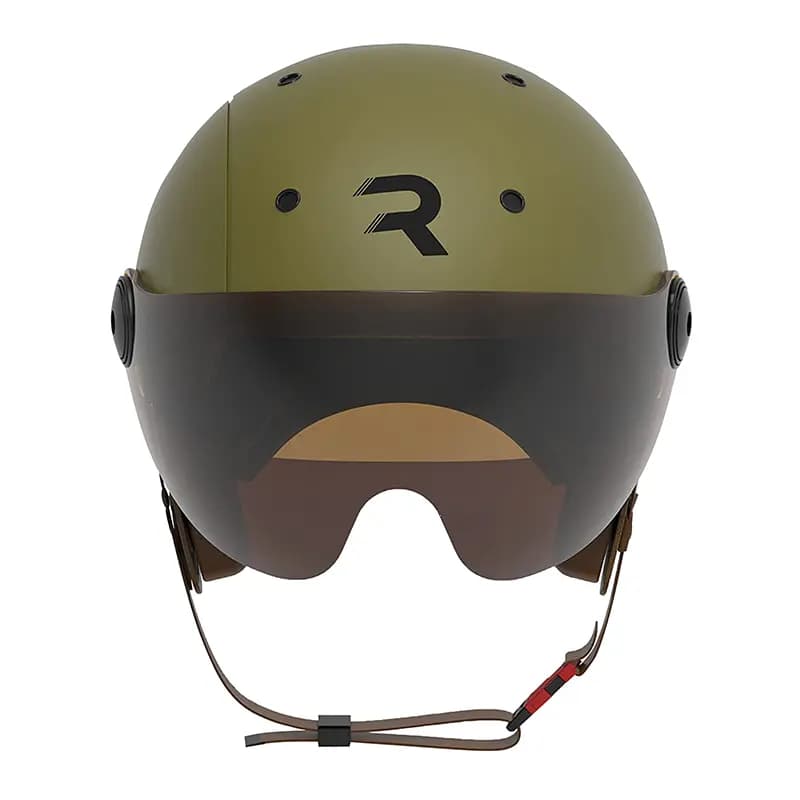 Casque velo adulte Revoe premium urbain-city kaki mat taille 55-56 visiere reglable, protection oreille amovible (vendu en boite) compatible ebike et trottinette - homologation EN1078+A1 3