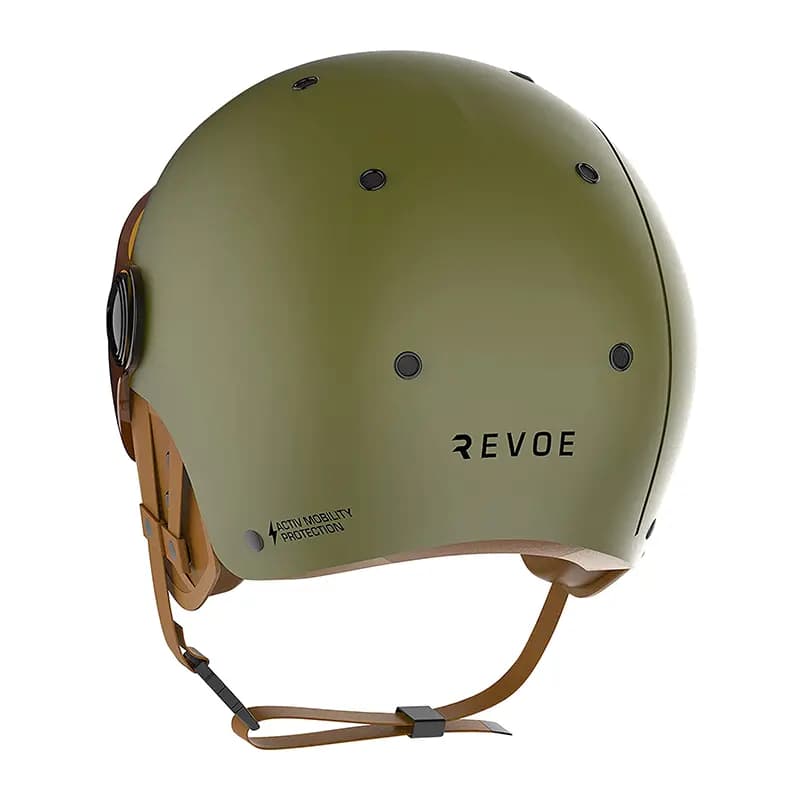 Casque velo adulte Revoe premium urbain-city kaki mat taille 55-56 visiere reglable, protection oreille amovible (vendu en boite) compatible ebike et trottinette - homologation EN1078+A1 4