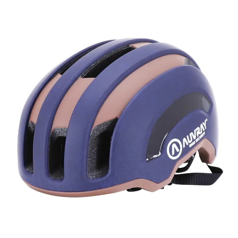 Casque vélo adulte Auvray urbain safe bleu marine-marron double in-mold avec éclairage intégré USB taille 56-59 3
