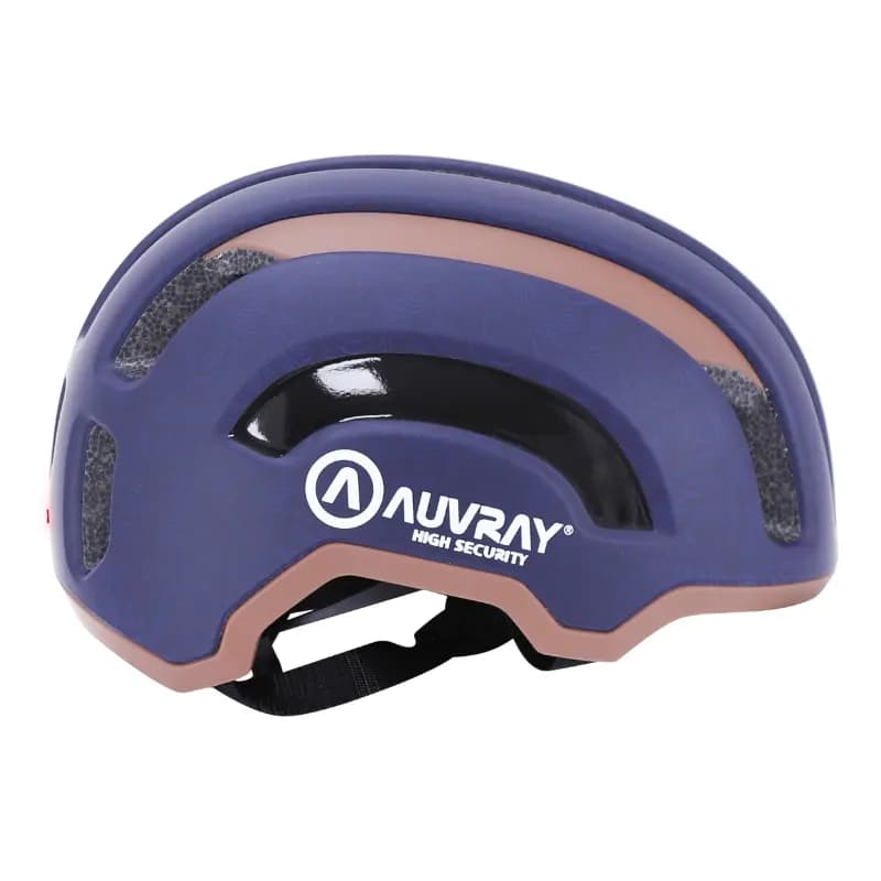 Casque vélo adulte Auvray urbain safe bleu marine-marron double in-mold avec éclairage intégré USB taille 56-59 8