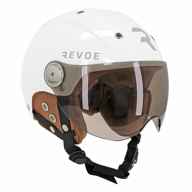 Casque vélo adulte REVOE Premium urbain-city blanc sky taille 59-60 visière réglable protection oreille amovible homologation EN1078+A1 2