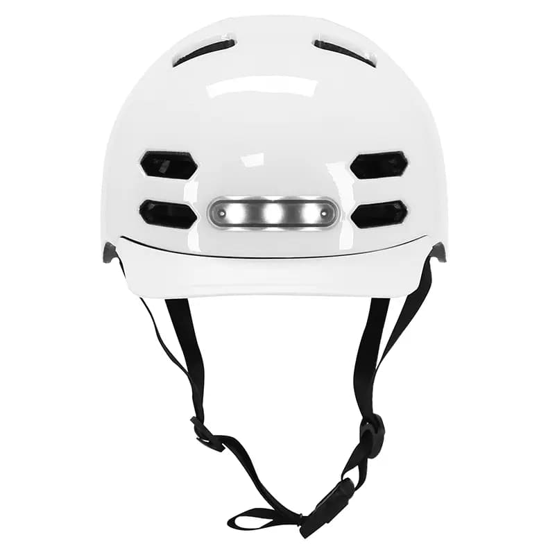 Casque vélo adulte Newton urbain-city V4 blanc brillant in-mold avec visière taille 58-61 éclairage intégré boucle Fidlock 2
