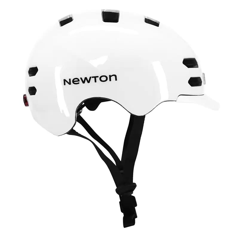 Casque vélo adulte Newton urbain-city V4 blanc brillant in-mold avec visière taille 58-61 éclairage intégré boucle Fidlock 8