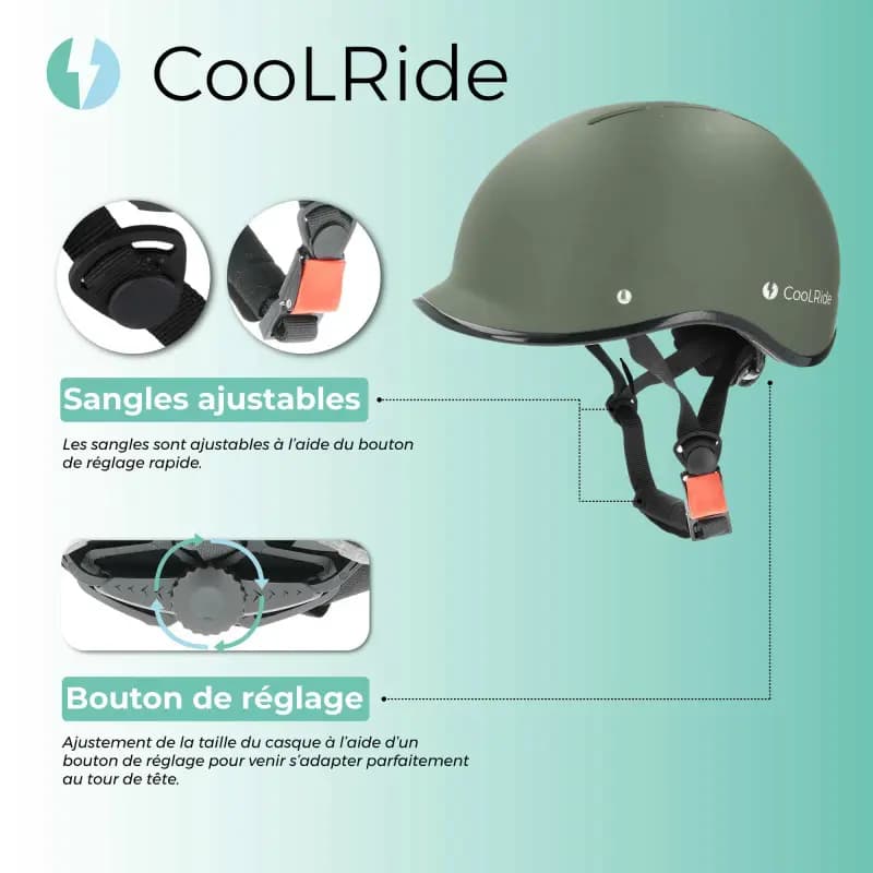 Casque vélo adulte Sélection P2R Coolride urbain-city kaki 55-58 cm 5