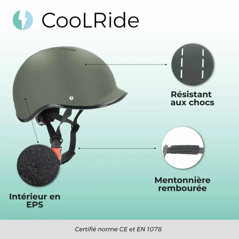 Casque vélo adulte Sélection P2R Coolride urbain-city kaki 55-58 cm 6