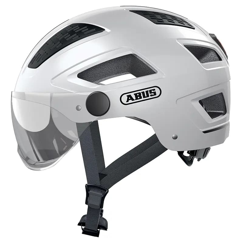 Casque vélo adulte Abus Hyban 2.0 ACE blanc polaire éclairage intégré taille L (56-61 cm)