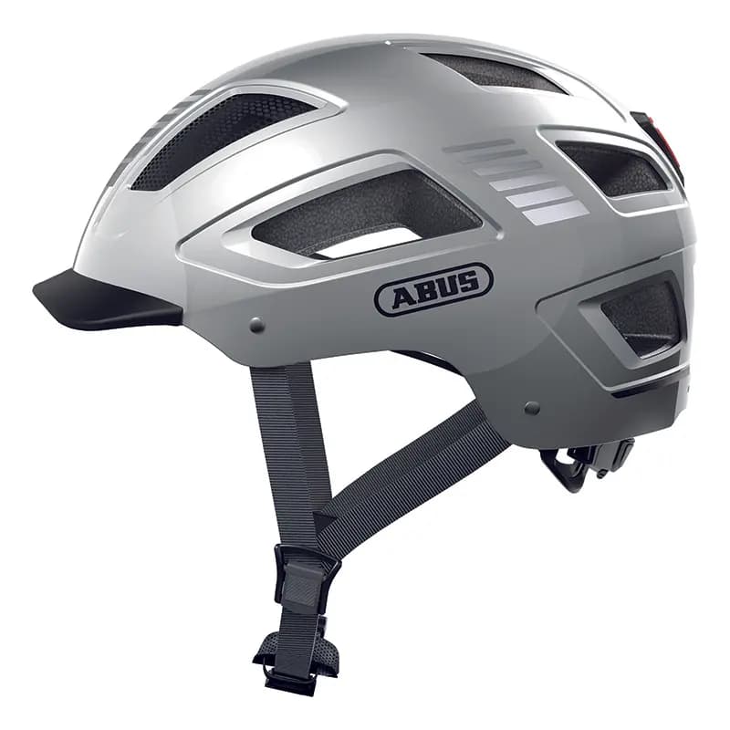 Casque vélo adulte Abus Hyban 2.0 urbain argent éclairage intégré taille M (52-58 cm)