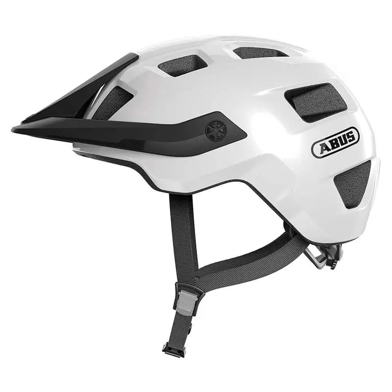 Casque velo adulte Abus VTT motrip blanc brillant taille s (51-55M) reglage molette