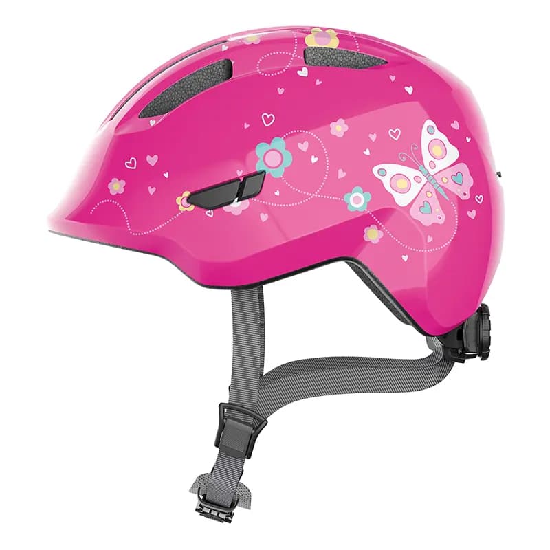 Casque vélo enfant Abus Smiley 3.0 Butterfly rose taille 50-55 cm