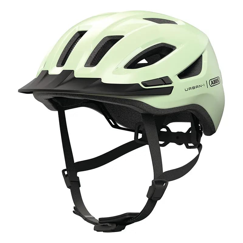 Casque vélo adulte Abus Urban-I 4.0 vert pistache taille L (57-61 cm) réglage molette éclairage arrière USB 2