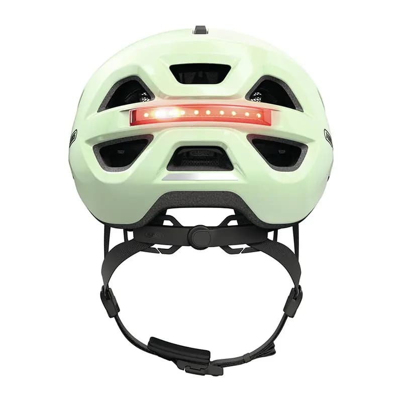 Casque vélo adulte Abus Urban-I 4.0 vert pistache taille L (57-61 cm) réglage molette éclairage arrière USB 4