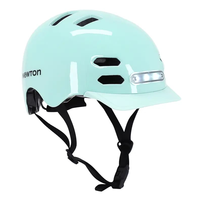 Casque vélo adulte Newton urbain-city V4 vert pastel taille 55-58 avec éclairage intégré et visière