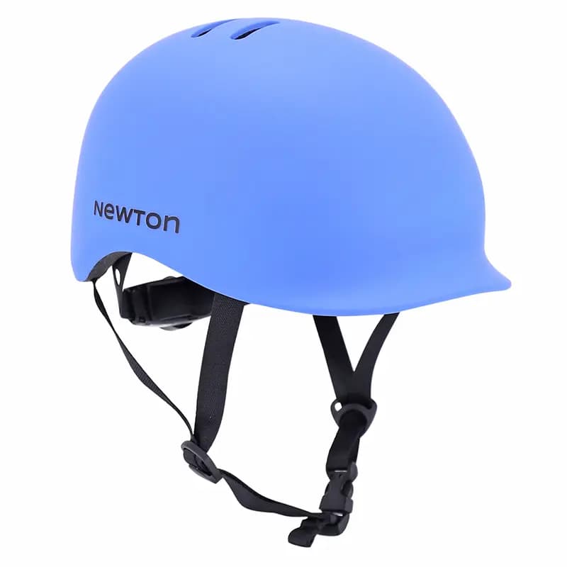 Casque vélo adulte Newton urbain bleu mat avec visière et éclairage intégré 58-61 cm